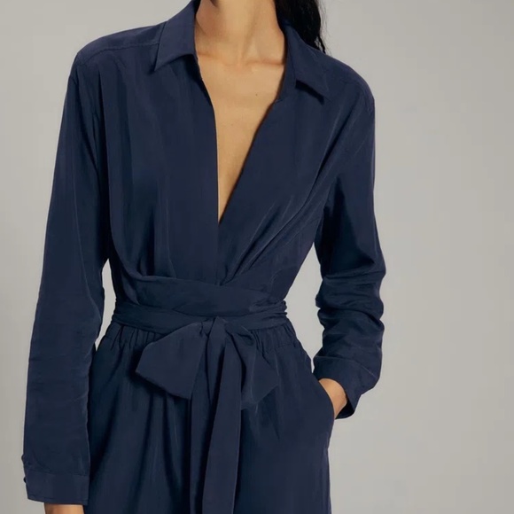 Anthropologie Long Sleeves Silky Wrap Jumpsuit - Picture 11 of 15